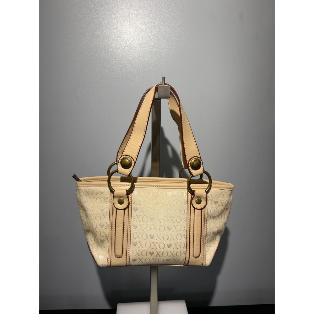 XOXO Monogram Heart Cream Tan Shoulder Bag Y2K Vintage Style Handbag